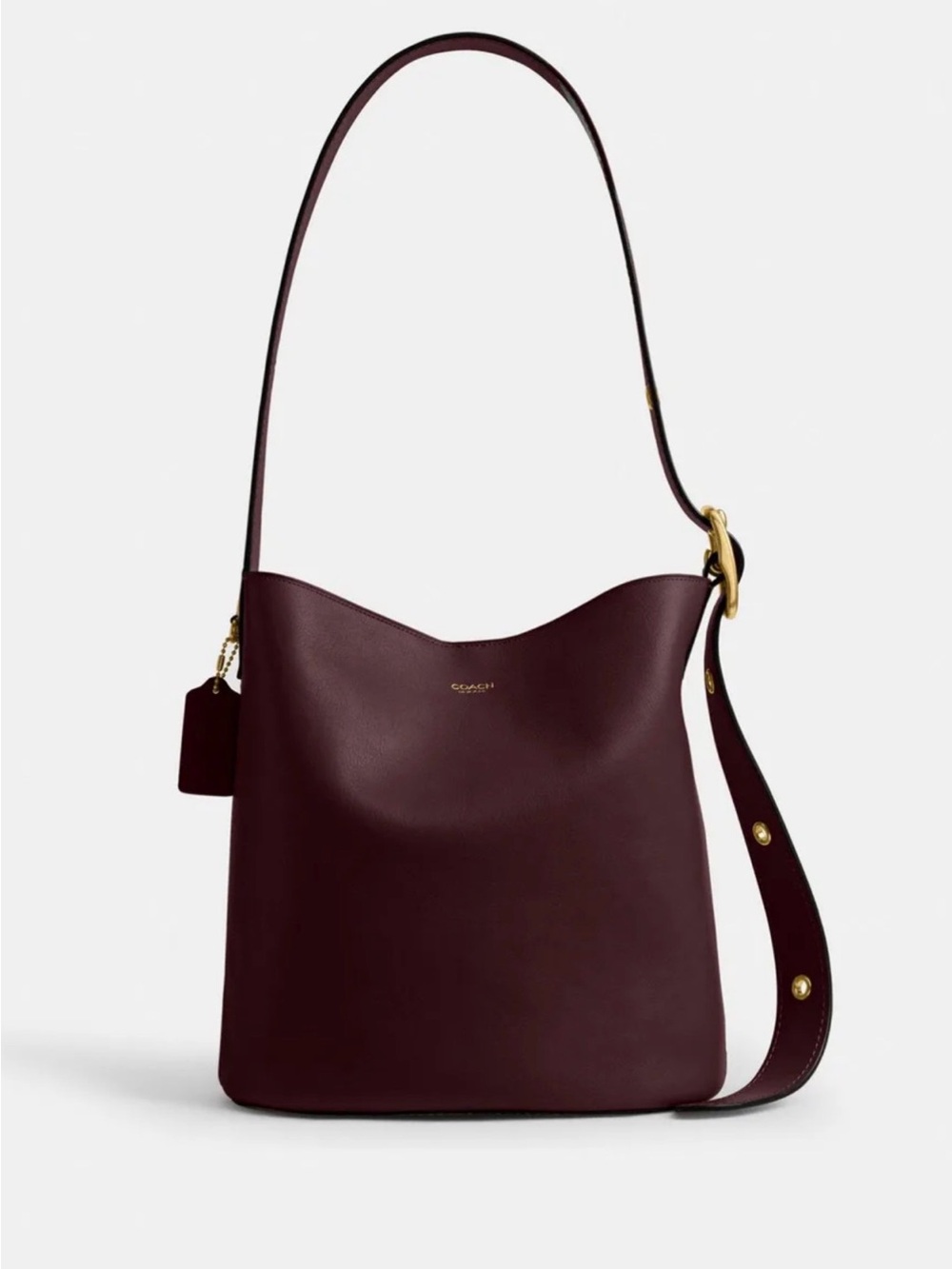 Coach Bleecker Bucket Leather Bag with cherry charm for gift